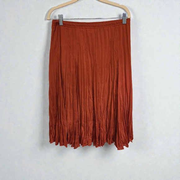 New Directions Rust Pleated Midi Skirt M - Picture 2 of 5